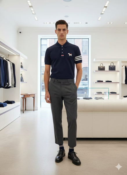 Elegant Polo T-Shirt with Signature Sleeve Stripes