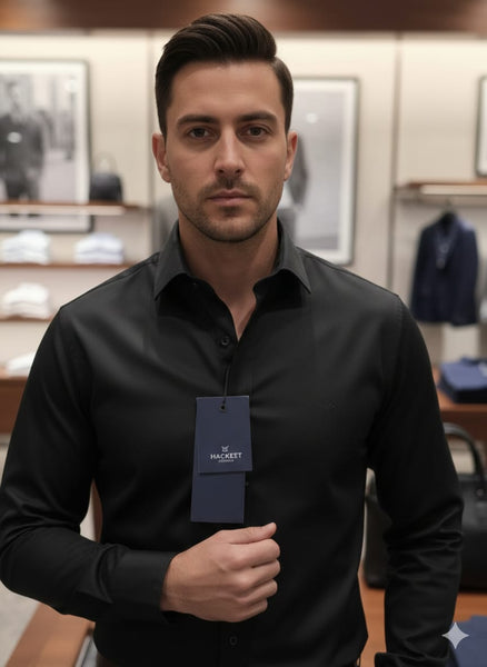 Men’s Premium Black Formal Shirt Regular Fit Elegance with Luxury Finish