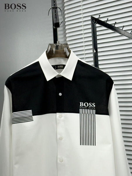Premium Branded Men’s Black & White Colorblock Designer Shirt