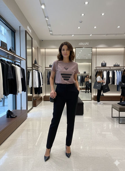 Women’s Premium Logo Print T-Shirt Elegant Soft Casual Top