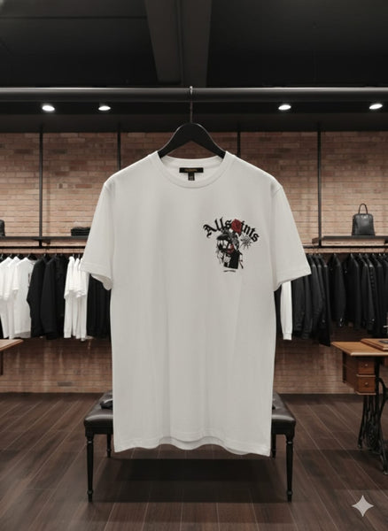 Men’s White Graphic Printed T-Shirt  Casual Trendy Comfort