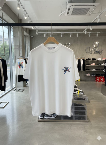Premium White Abstract Arrow Print T-Shirt