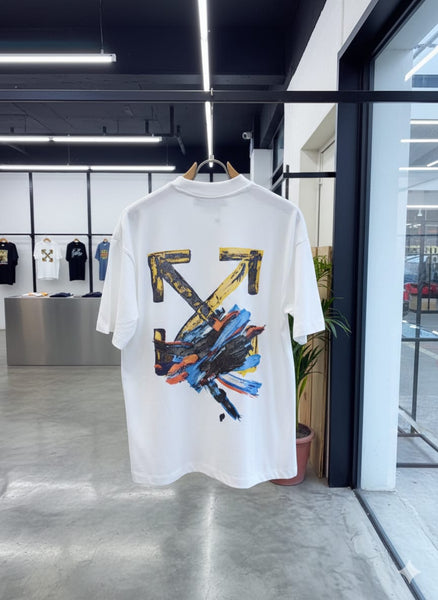 Premium White Abstract Arrow Print T-Shirt