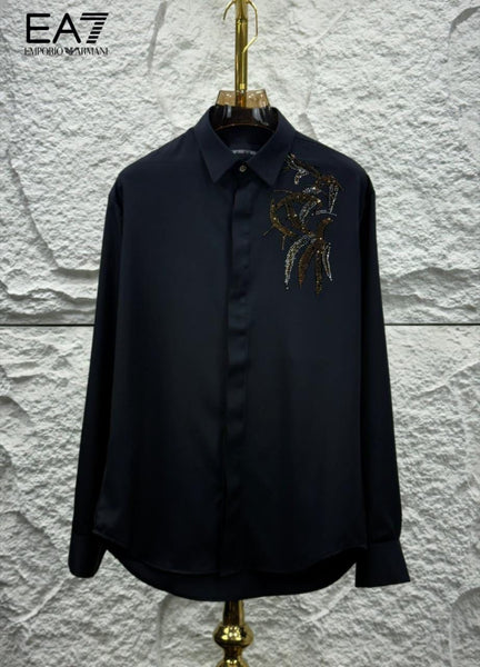 Luxury Designer Shirt with Bold Embellished Detail