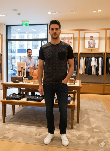 Premium Black Monogram Pocket T-Shirt
