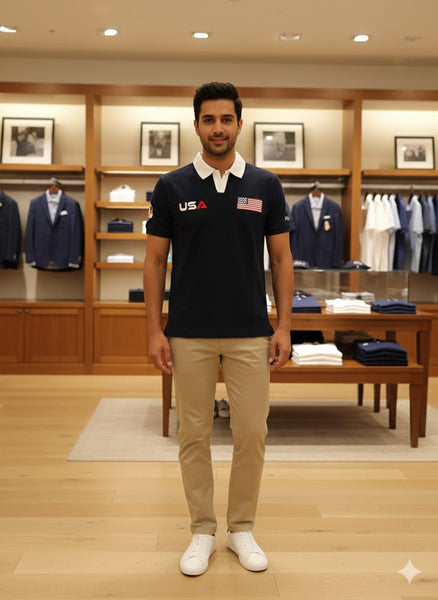Premium Flag Navy Polo Shirt Premium Classic Fit