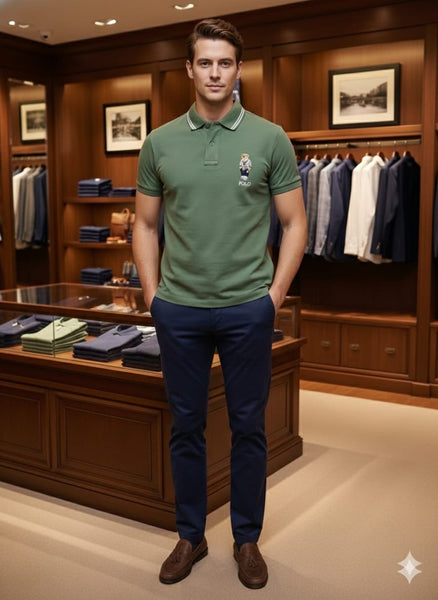 Premium Green Polo Bear Classic Polo Shirt  Premium Casual Style