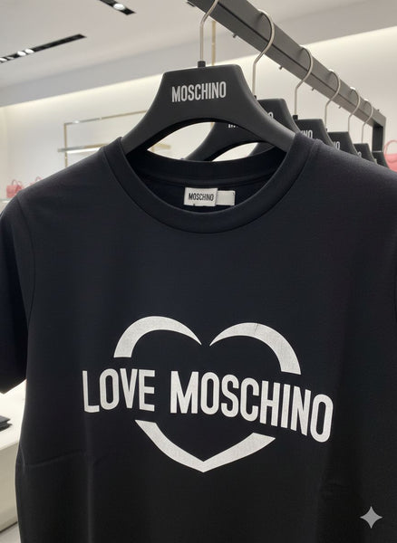 Women’s Black Logo T-Shirt with Heart Print Classic Stylish Casual Wear