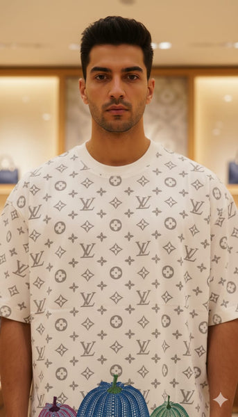 Luxury Monogram Print Graphic T-Shirt Premium Street Style