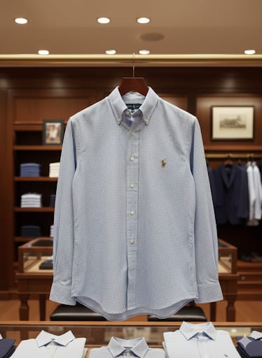Premium Classic Light Blue Checkered Button-Down Shirt
