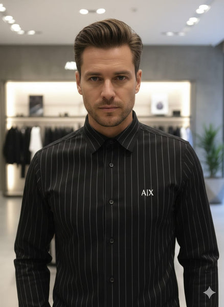 Imported Brand  Men’s Black Pinstripe Formal Shirt