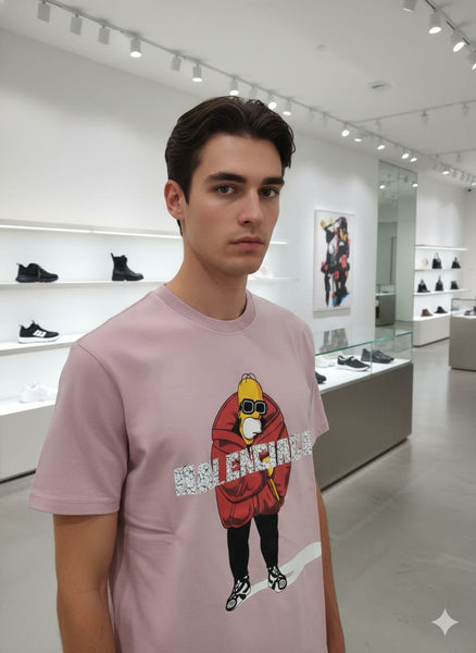 Premium Pink Cartoon Graphic Printed T-Shirt for Men