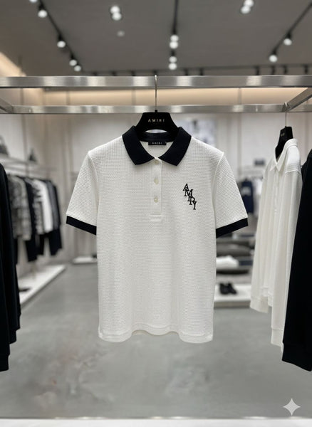 Elegant White & Black Collar Women’s Polo T-Shirt