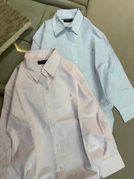 Classic Pastel Stripe Women’s Button-Down Shirt  Elegant Everyday Formal Wear