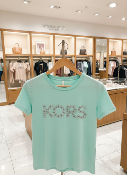 Chic Mint Green Designer Women’s T-Shirt  Elegant Logo Style Tee