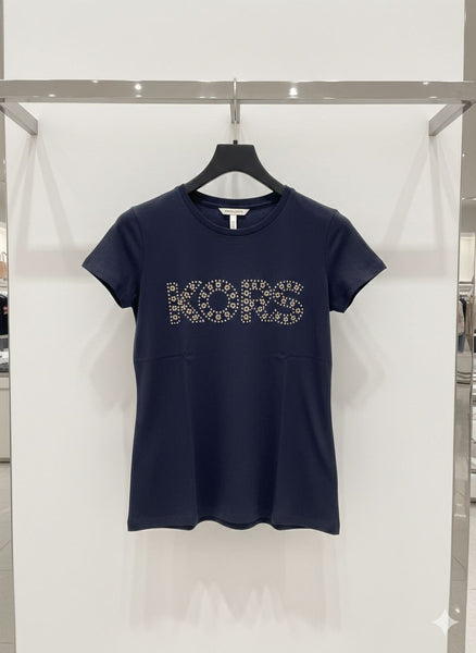 Elegant Women’s Brand  Logo Embellished  T-Shirt