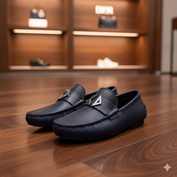 Premium Navy blue Leather Designer Loafers for Men