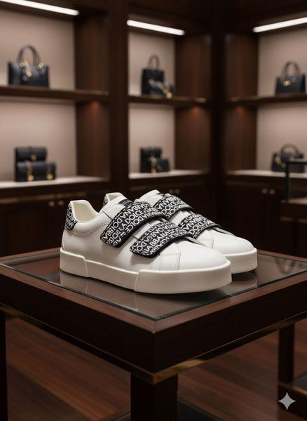 Premium White Designer Strap Sneakers for Men