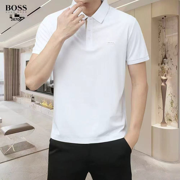 Men’s Classic Polo T-Shirt  Contrast Placket Smart Casual Wear