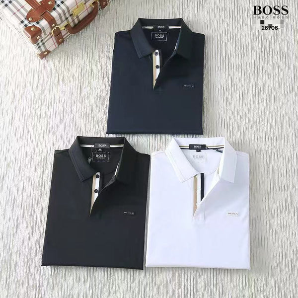 Men’s Classic Polo T-Shirt  Contrast Placket Smart Casual Wear