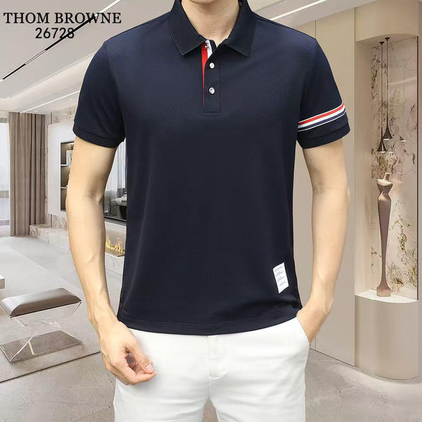 Luxury imported Classic Polo T-Shirt with Signature Stripe Detail