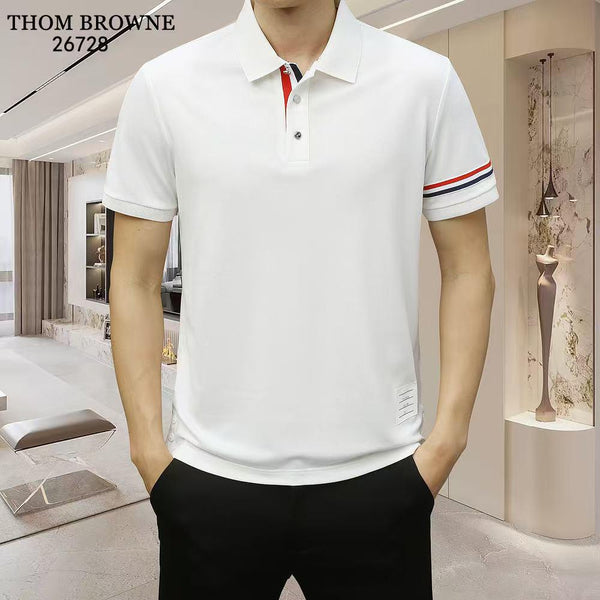 Luxury imported Classic Polo T-Shirt with Signature Stripe Detail