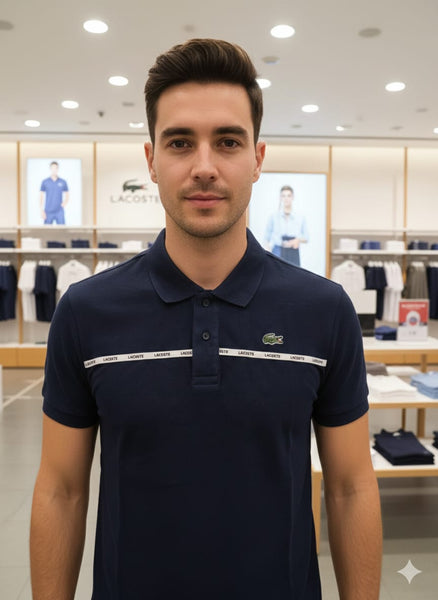Men’s Premium Navy Blue Polo T-Shirt  Classic Fit with Signature Chest Stripe