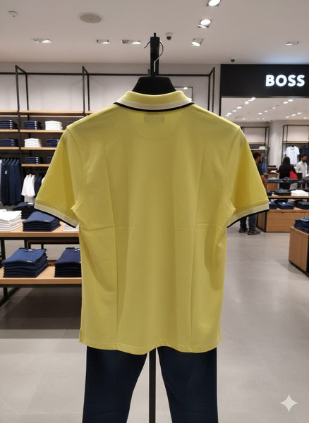 Premium Yellow Polo T-Shirt with Contrast Collar Smart Casual Style