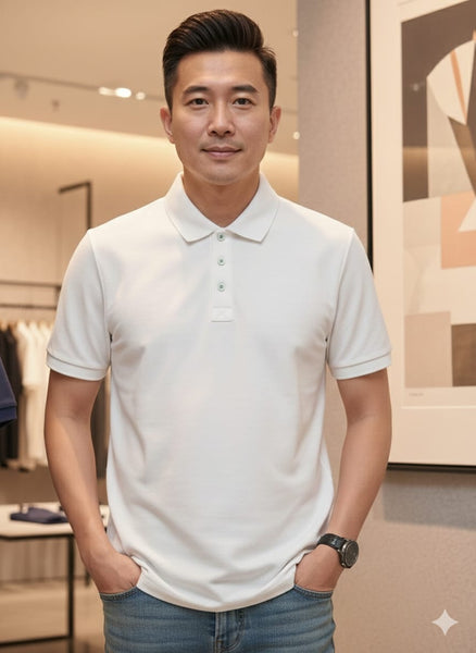 Men’s Premium White Polo T-Shirt Classic Smart Casual Style