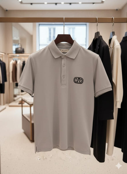 Men’s Premium Grey Polo T-Shirt Minimal Logo, Modern Classic Style