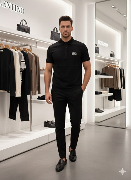 Men’s Premium Black Polo T-Shirt  Minimal Logo, Smart Casual Style