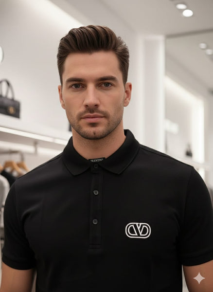 Men’s Premium Black Polo T-Shirt  Minimal Logo, Smart Casual Style