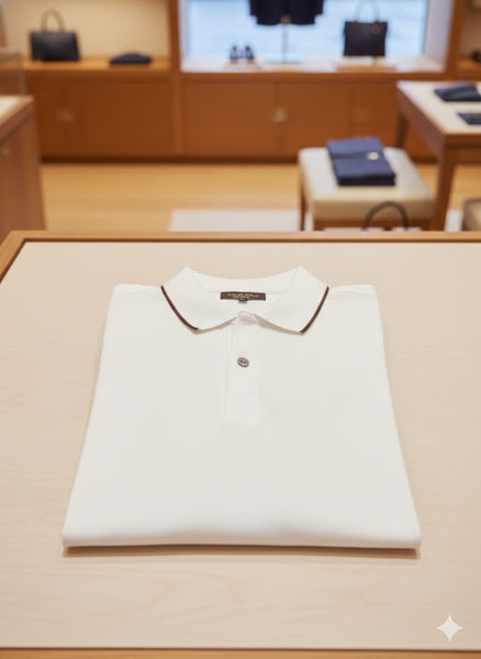 Men’s Premium White Polo T-Shirt Minimal Design with Contrast Collar