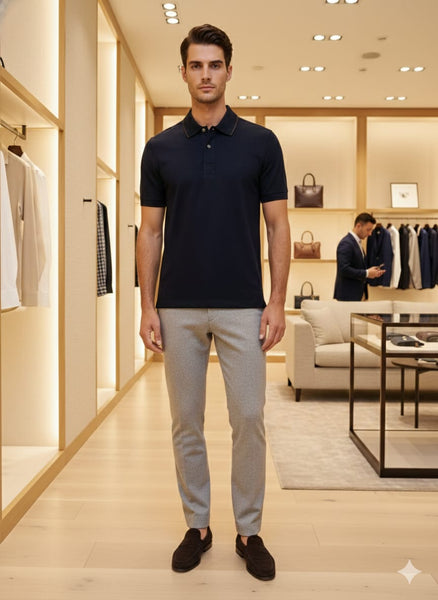 Men’s Premium Navy Blue Polo T-Shirt Classic Minimal Luxury Style