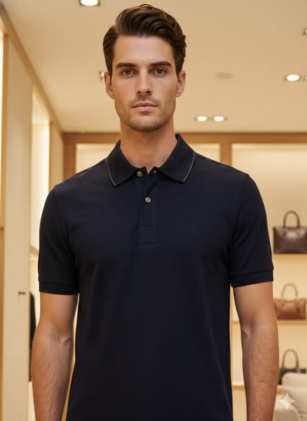 Men’s Premium Navy Blue Polo T-Shirt Classic Minimal Luxury Style