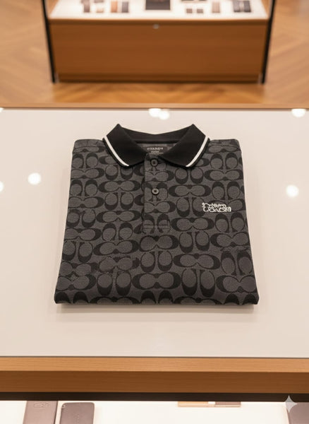 Luxury Imported Monogram Print Polo Shirt For Men
