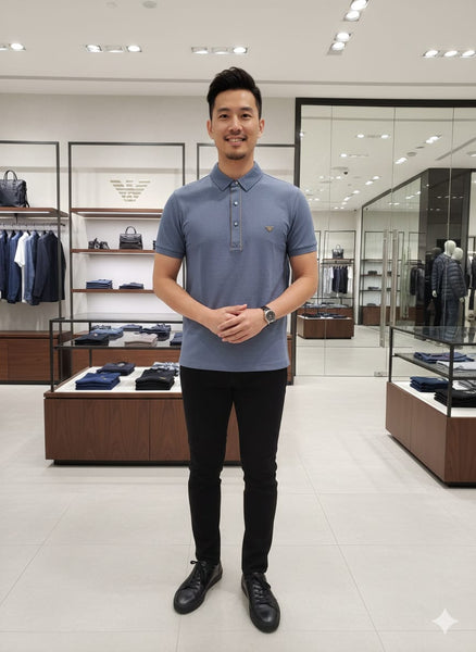 Men’s Premium Blue Polo T-Shirt Smart Casual Comfort