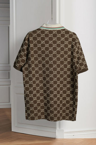 Men’s Luxury Brown Monogram Polo T-Shirt