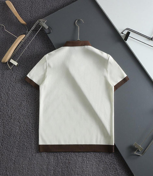 Premium Polo Shirt with Brown Contrast Collar Smart Casual Style