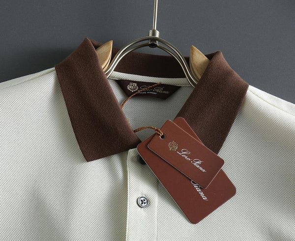Premium Polo Shirt with Brown Contrast Collar Smart Casual Style