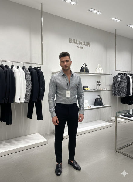 Luxury Grey Designer Shirt Premium Regular Fit Formal Wear