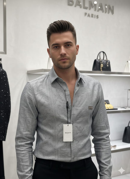Luxury Grey Designer Shirt Premium Regular Fit Formal Wear