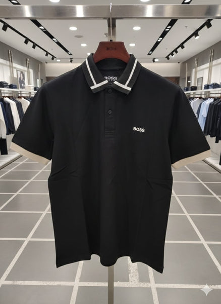 Premium Contrast Collar Polo T-Shirt Classic Black