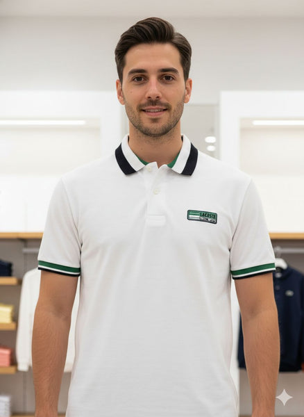 Premium White Contrast Collar Polo T-Shirt  Classic Casual Style