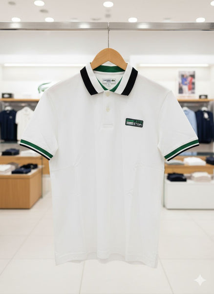 Premium White Contrast Collar Polo T-Shirt  Classic Casual Style