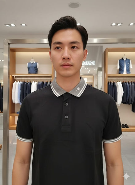 Men’s Premium Black Polo T-Shirt  with Contrast Collar
