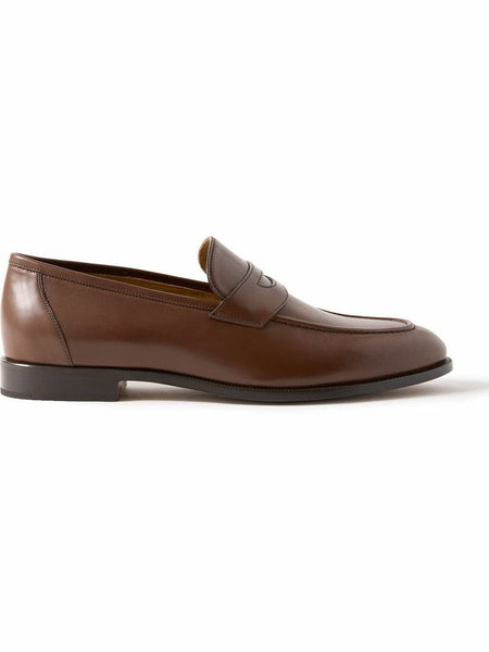 Classic Brown Leather Loafers – Elegant Slip-On Formal Shoes for Men
