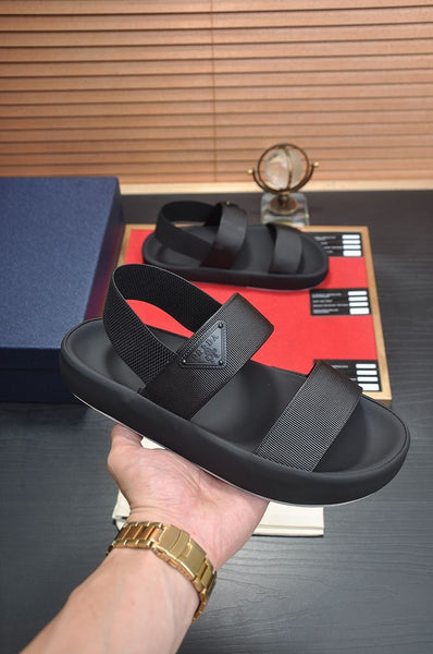 Premium Black Designer Ultra Modern Webbing  Strap Sandal