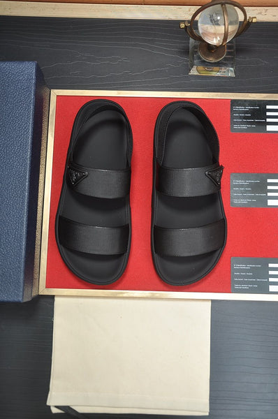 Premium Black Designer Ultra Modern Webbing  Strap Sandal