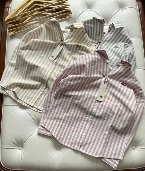Chic Women’s Striped Button-Down Shirts Soft Pastel Everyday Style